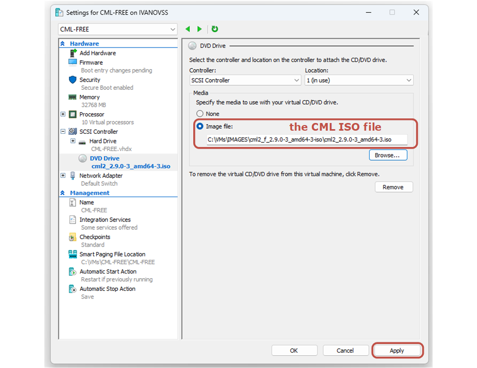 Add the bootable CML ISO file