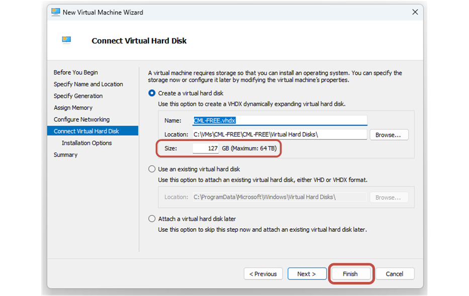 Configure Virtual Hard Disk