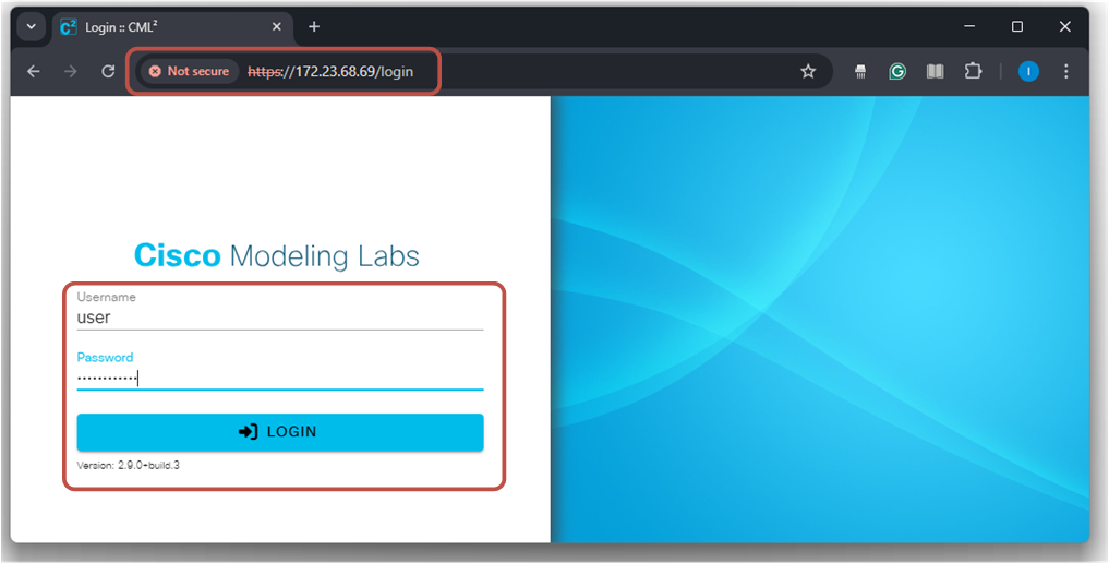 Login to CML via browser
