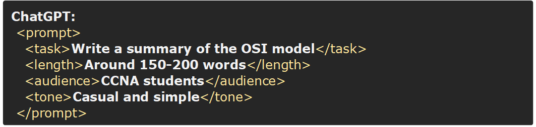 Simple structured ChatGPT prompt