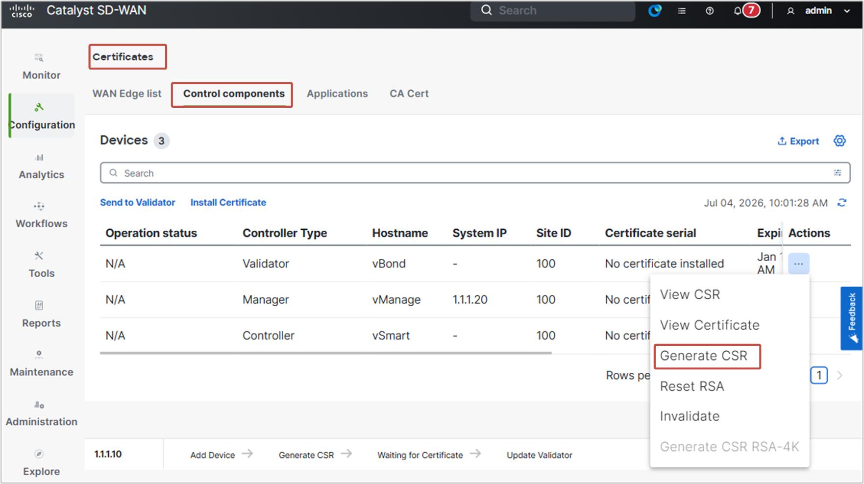 Figure 13.7 Generating CSRs