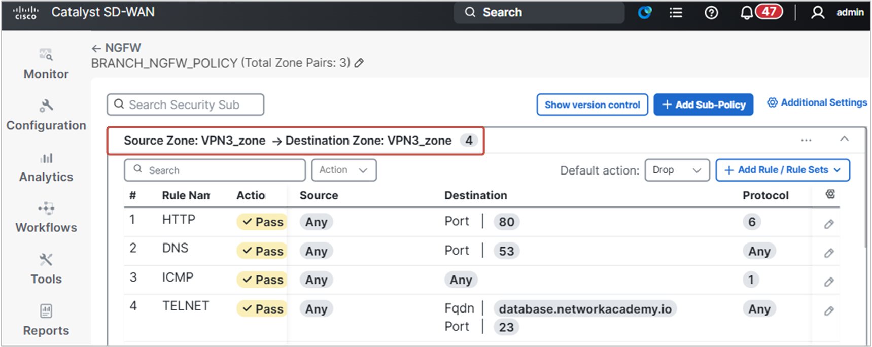Figure 12.56. Summary of all Intra-zone Firewall rules.