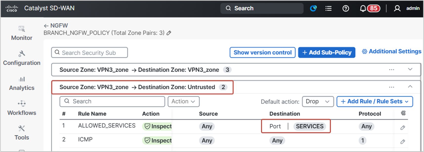 Figure 12.59. DIA Firewall Policy rules.